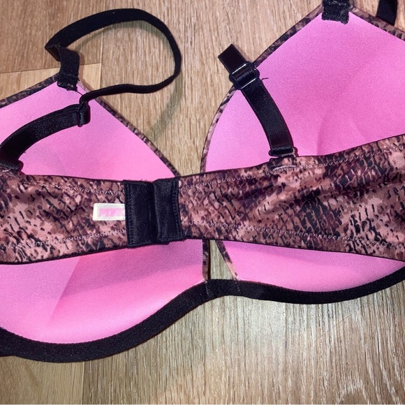 VS Pink 36C Pink and Black Snakeskin Print Wear Everywhere Push-Up Bra - Picture 5 of 5